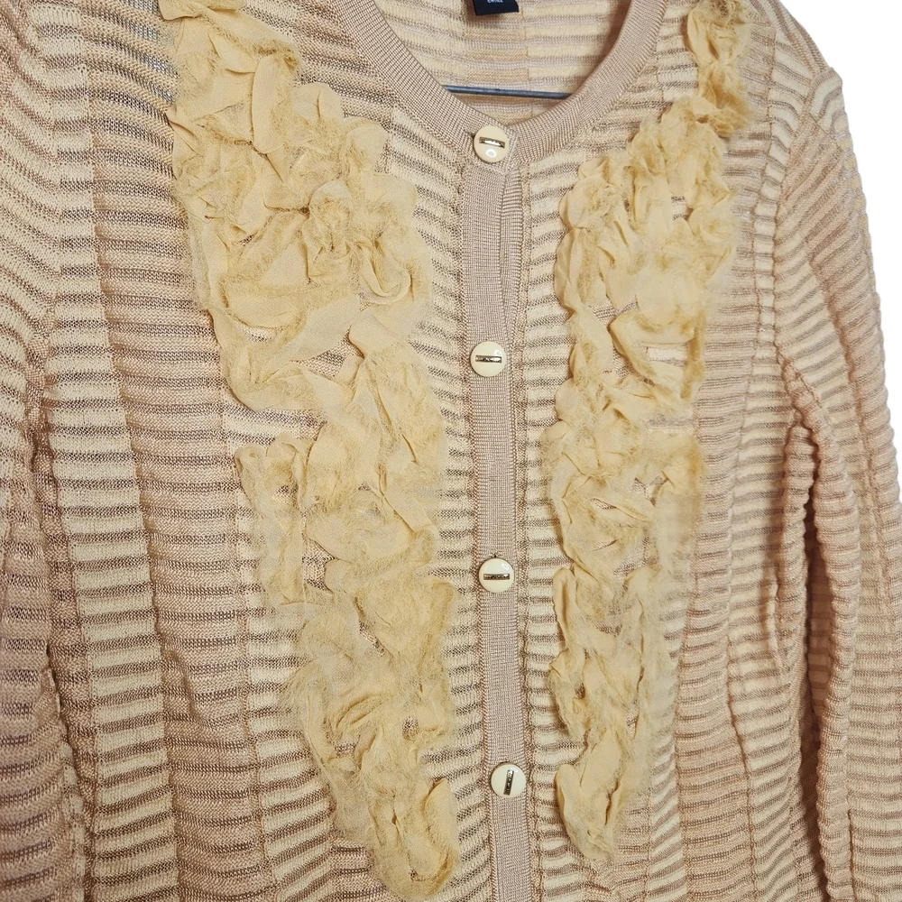 ST. JOHN Ruffle Wool Blend Cardigan - Picture 5 of 11